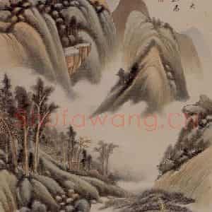 1935年 吴湖帆《仿董山水》国画山水作品图片鉴赏