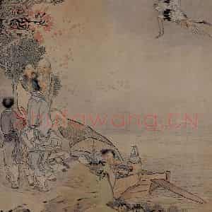 钱慧安《后游赤壁》国画人物作品图片鉴赏