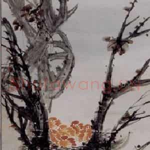 刘海粟《梅雀轴》国画花鸟写意作品图片鉴赏