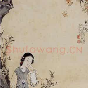 1940年 徐燕孙《枫林秋思》国画人物写意作品图片鉴赏