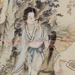 徐燕孙《桐荫仕女图》国画人物写意作品图片鉴赏