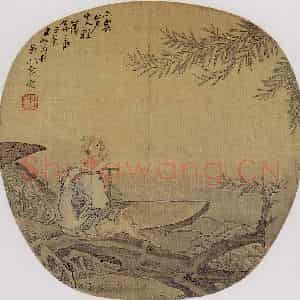 任薰《人物团扇》国画人物作品图片鉴赏