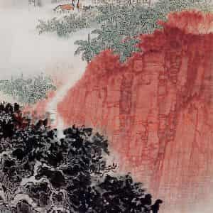 钱松岩《红岩》国画山水作品图片鉴赏