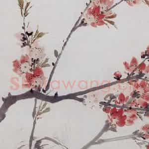 1939年 张书旗《桃花鸡》国画花鸟写意作品图片鉴赏