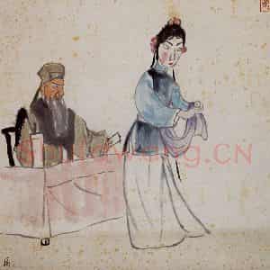 关良《画戏》国画人物写意作品图片鉴赏