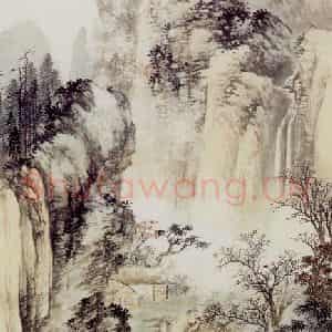 1941年 祁昆《山水轴》国画山水作品图片鉴赏