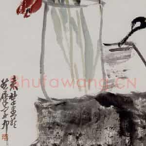 来楚生《瓶花轴》国画花鸟写意作品图片鉴赏