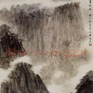 1960年 傅抱石《山水》国画山水作品图片鉴赏