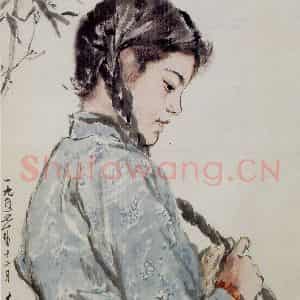 1957年 蒋兆和《少女》国画人物写意作品图片鉴赏