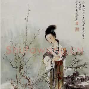 1984年 刘凌仓《仕女》国画人物写意作品图片鉴赏