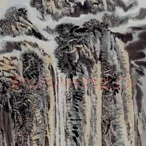 1980年 陆俨少《雁荡飞瀑》国画山水作品图片鉴赏