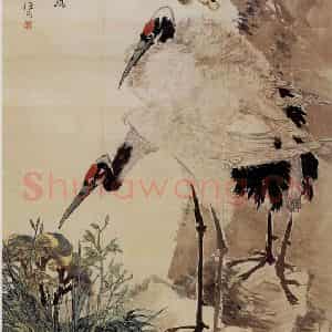1881年 任颐《兰鹤图》国画花鸟作品图片鉴赏