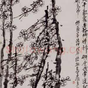 1896年 吴昌硕《梅花》国画花鸟作品图片鉴赏