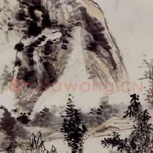 黄宾虹《西山月落》国画山水作品图片鉴赏