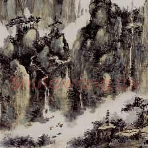 黄宾虹《嘉陵江上》国画山水作品图片鉴赏