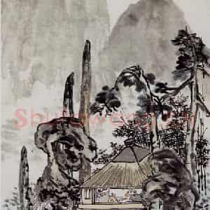 1918年 王震《狮子林》国画山水作品图片鉴赏