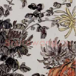 陈师曾《菊花红叶》国画花鸟作品图片鉴赏