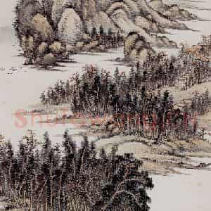1942年 吴待秋《山水》国画山水作品图片鉴赏