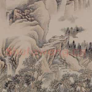 1930年 冯超然《设色山水》国画山水作品图片鉴赏