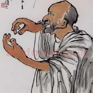 1946年 吕凤子《人物》国画人物写意作品图片鉴赏