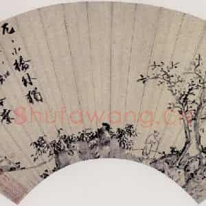 明代 沈周《秋林独行图》国画花鸟作品图片鉴赏