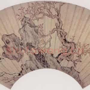 明代 文征明《红杏湖石图》国画花鸟作品图片鉴赏