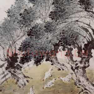 1999年 袁晓岑《傣寨篱落》国画花鸟写意作品图片鉴赏