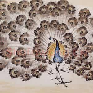2001年 袁晓岑《锦屏初展》国画花鸟写意作品图片鉴赏