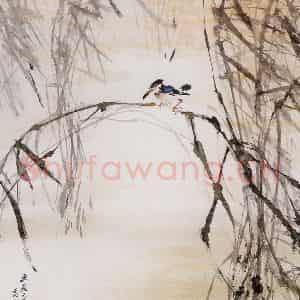 1982年 袁晓岑《翠羽丹霞》国画花鸟写意作品图片鉴赏