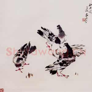 1985年 袁晓岑《和平颂》国画花鸟写意作品图片鉴赏