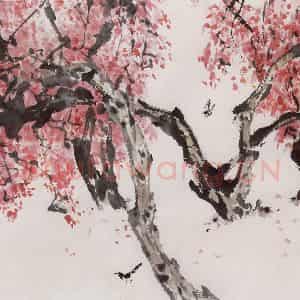 1985年 袁晓岑《春》国画花鸟写意作品图片鉴赏