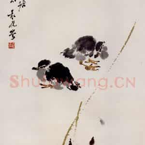 1987年 袁晓岑《偶过莲塘得此小景》国画花鸟写意作品图片鉴赏