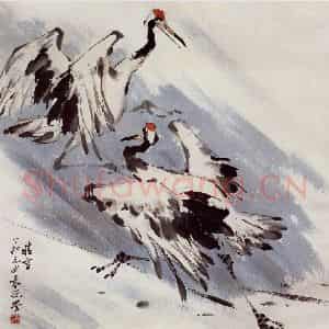 1987年 袁晓岑《雪晴》国画花鸟写意作品图片鉴赏