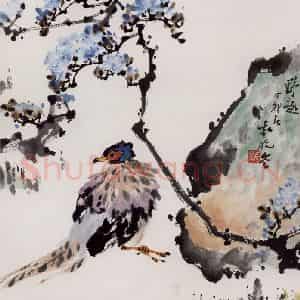 1987年 袁晓岑《野趣》国画花鸟写意作品图片鉴赏