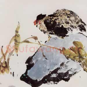 1988年 袁晓岑《园中小趣》国画花鸟写意作品图片鉴赏