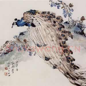 1998年 袁晓岑《翠羽紫云》国画花鸟写意作品图片鉴赏