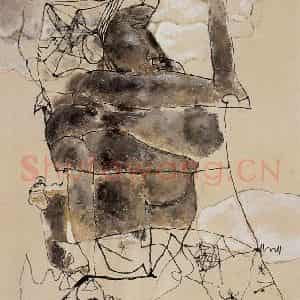 2002年 石虎《攀枝》国画人物作品图片鉴赏