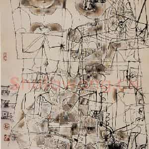 1999年 石虎《雁构》国画人物作品图片鉴赏