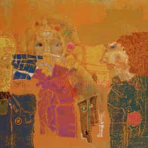 2004年 石虎《三胡图》国画人物作品图片鉴赏