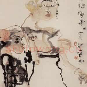 2001年 石虎《娜踏图》国画人物作品图片鉴赏