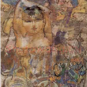 2003年 石虎《莲实》国画人物作品图片鉴赏