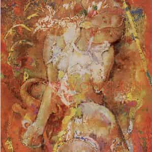 1997年 石虎《珊花》国画人物作品图片鉴赏