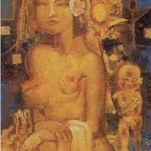 1998年 石虎《烛蛾》国画人物作品图片鉴赏
