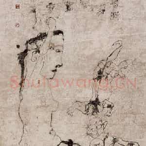 1994年 石虎《二宠图 幸有二宠伴寂寥》国画人物作品图片鉴赏