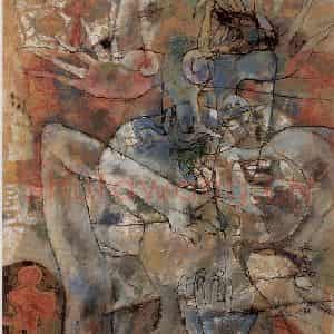 2004年 石虎《玄雀图》国画人物作品图片鉴赏