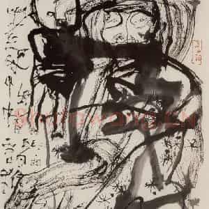 2004年 石虎《情谐 老来性情谐稚子》国画人物作品图片鉴赏
