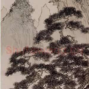 溥心畲《空阁赏秋》国画山水作品图片鉴赏