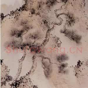 溥心畲《山樵松古》国画综合作品图片鉴赏