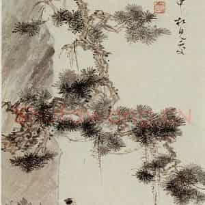 溥心畲《松下畅览》国画综合作品图片鉴赏
