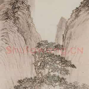 溥心畲《溪山秋照》国画山水作品图片鉴赏